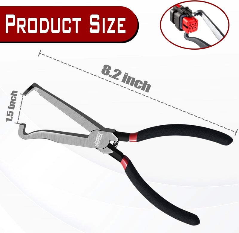 AUPREX Electrical Disconnect Pliers with Spring, Electrical Connect Pliers for Push Tab Style Plugs, Automotive Hose Disconnect Tools, Fuel Line Clip Pipe Tool (Straight Type) - Image 2